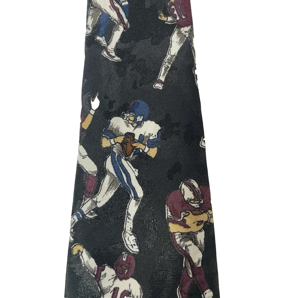 Vintage Lo-Bills Football Players Necktie Black Wide Tie Made in USA 56